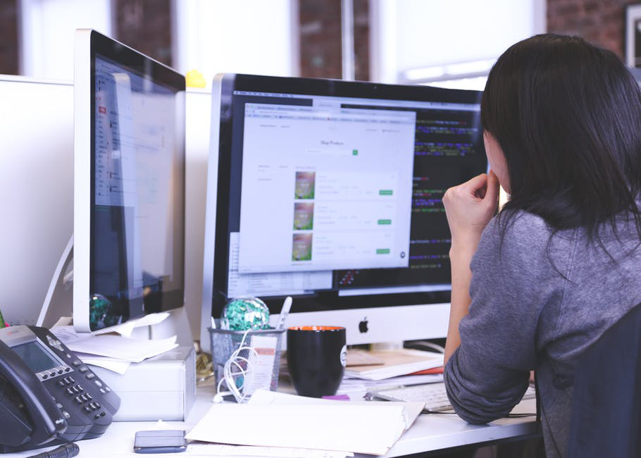 a woman working in office